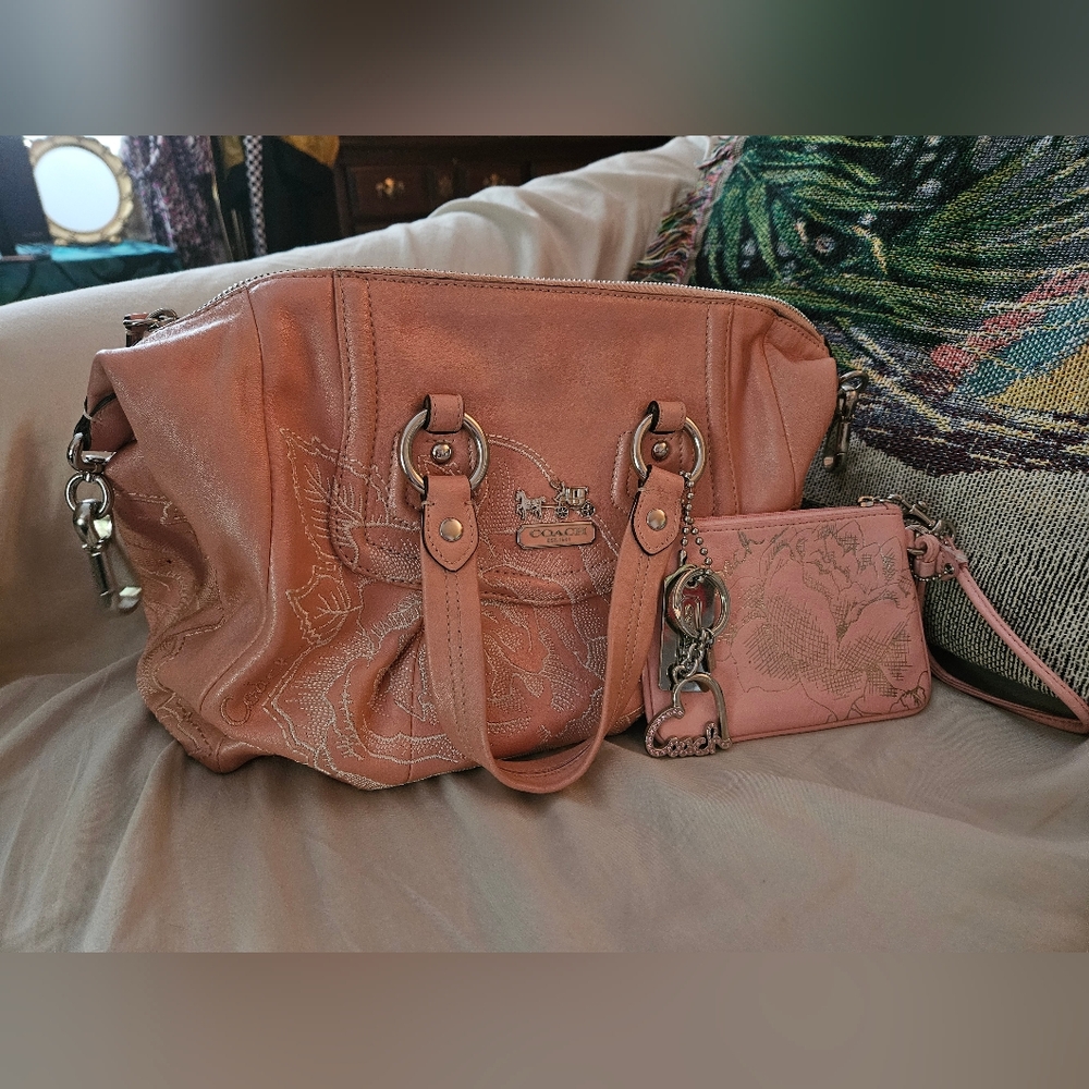 Coach Coral Orange Leather Limited Edition Madison Satchel